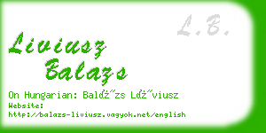 liviusz balazs business card